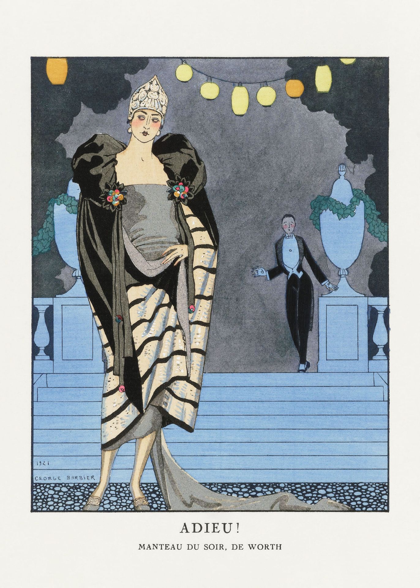 Plakat Art Deco Adieu George Barbier moda lata 20