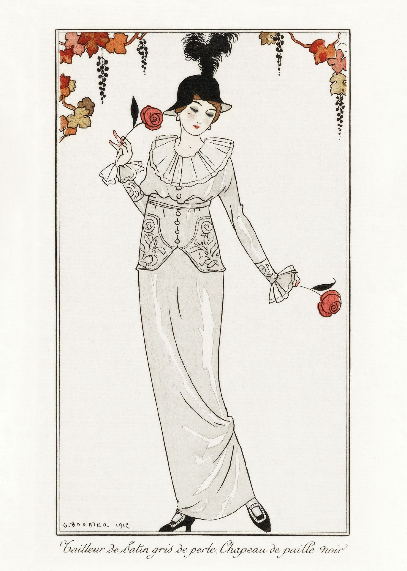 Plakat Tancerka w czarnym kapeluszu Art Deco George Barbier