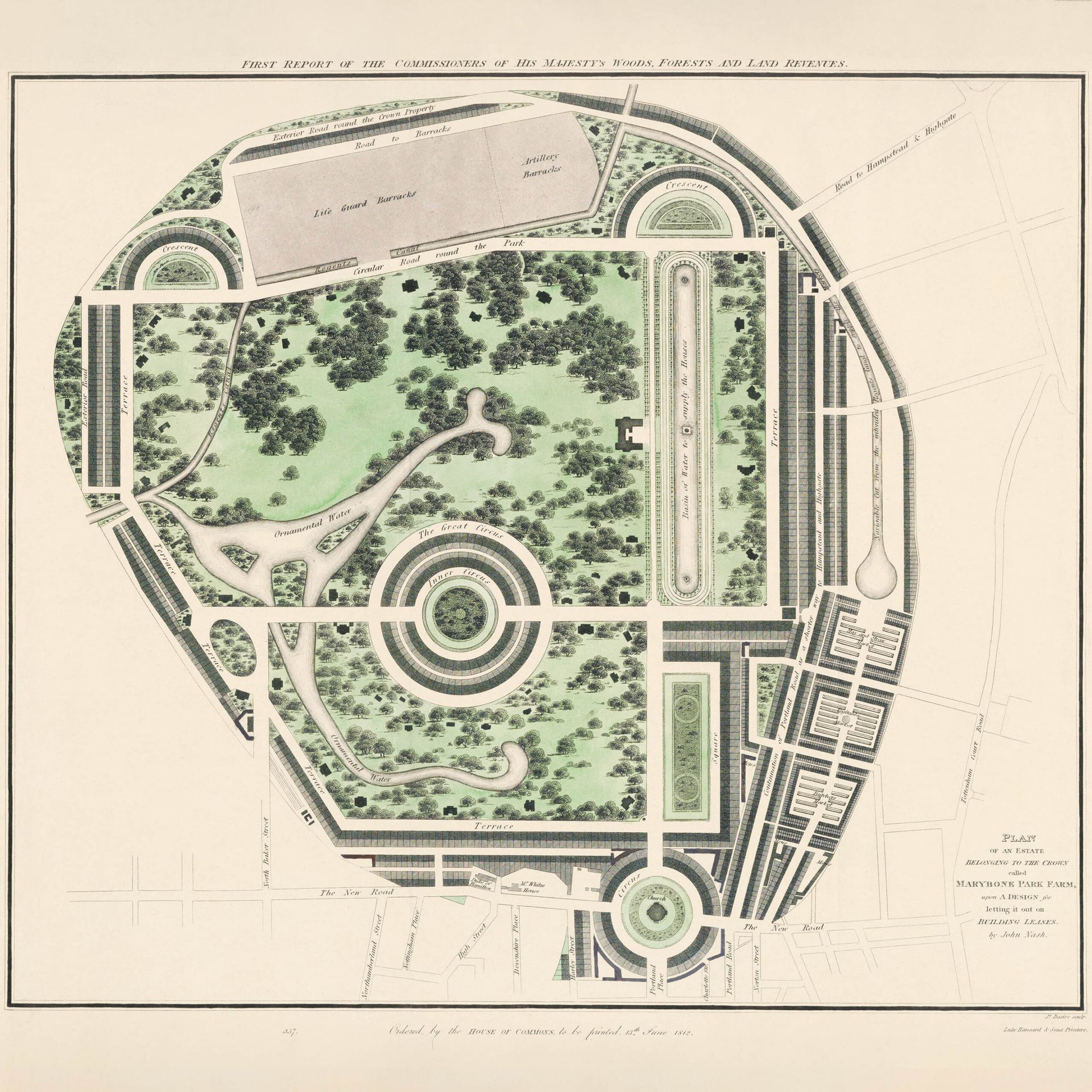 Plakat XVIII-wieczny plan ogrodu pałacowego Marybone Park Farm