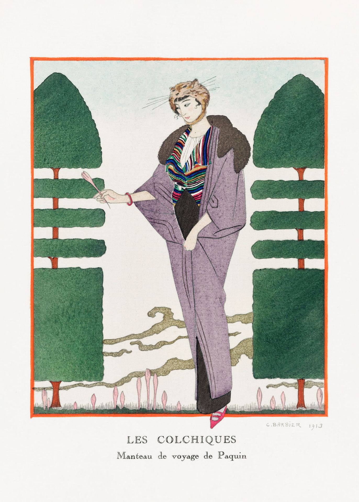 Plakat kwiat zimowit Les Colchiques George Barbier Art Deco 1913