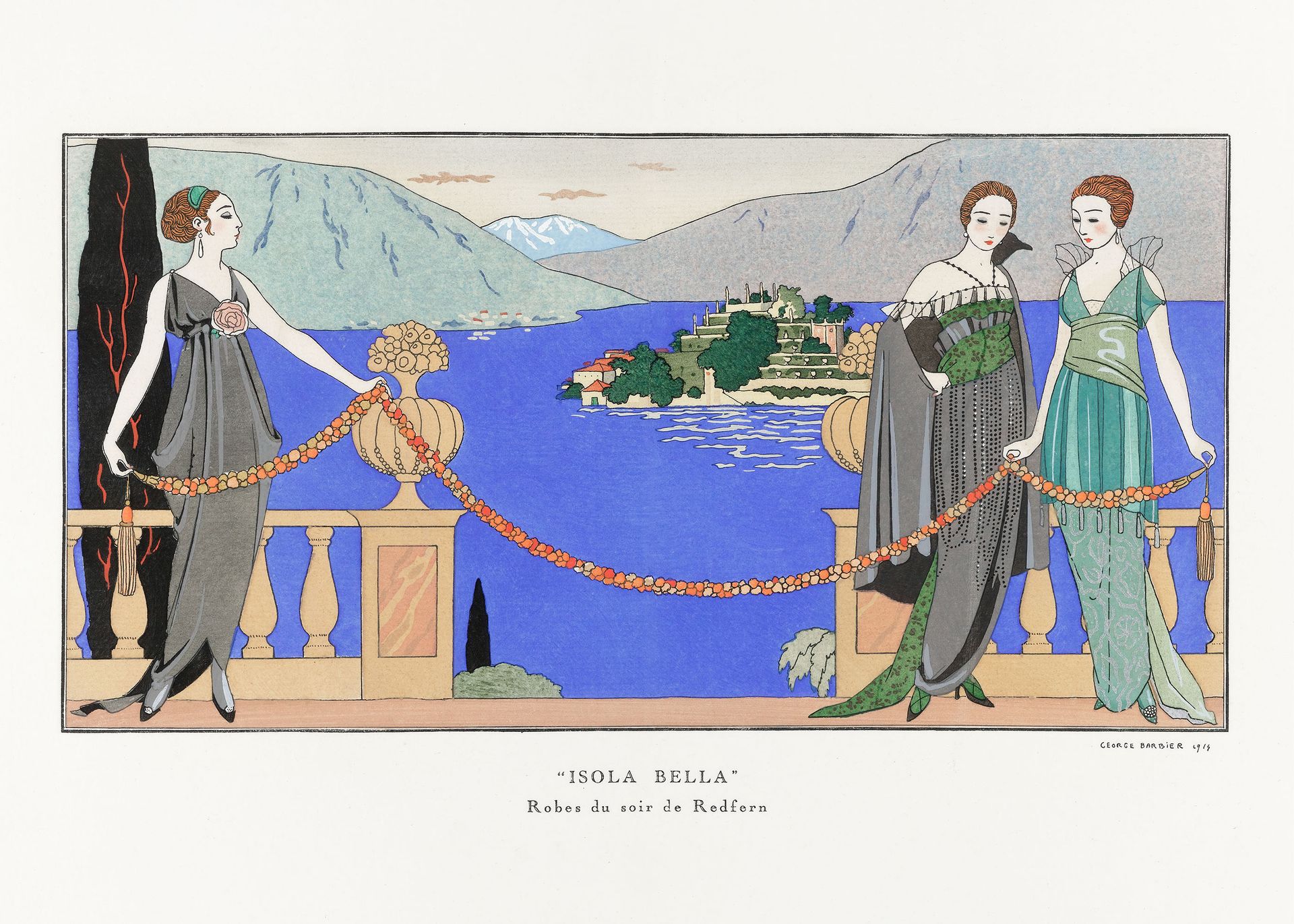 Plakat Isola Bella Piękna Wyspa Maggiore George Barbier 1914 Art Deco