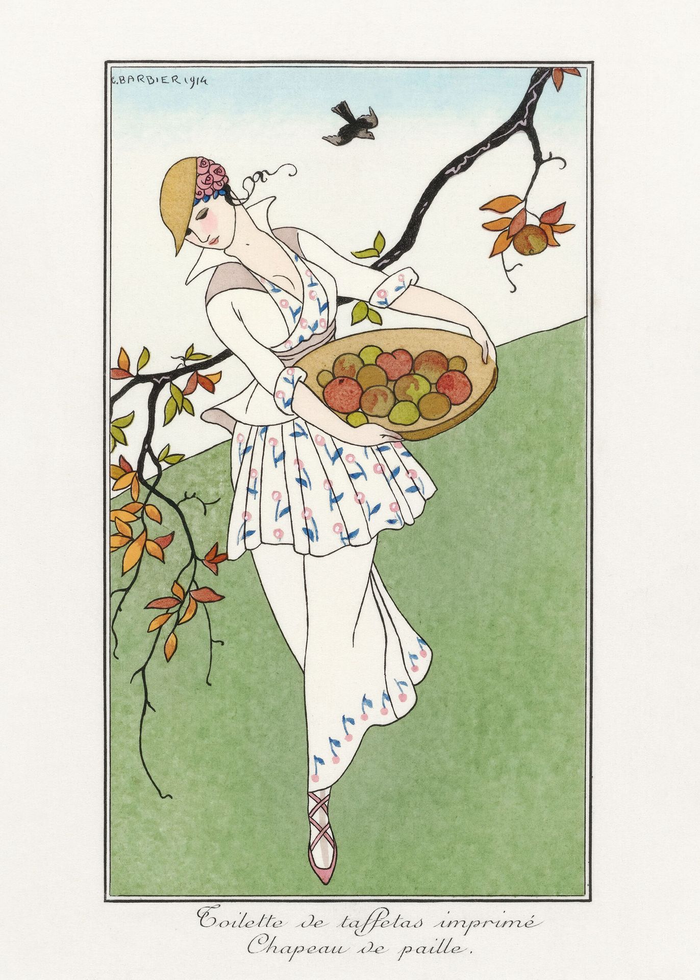 Plakat Art Deco George Barbier kobieta w ogrodzie 1914
