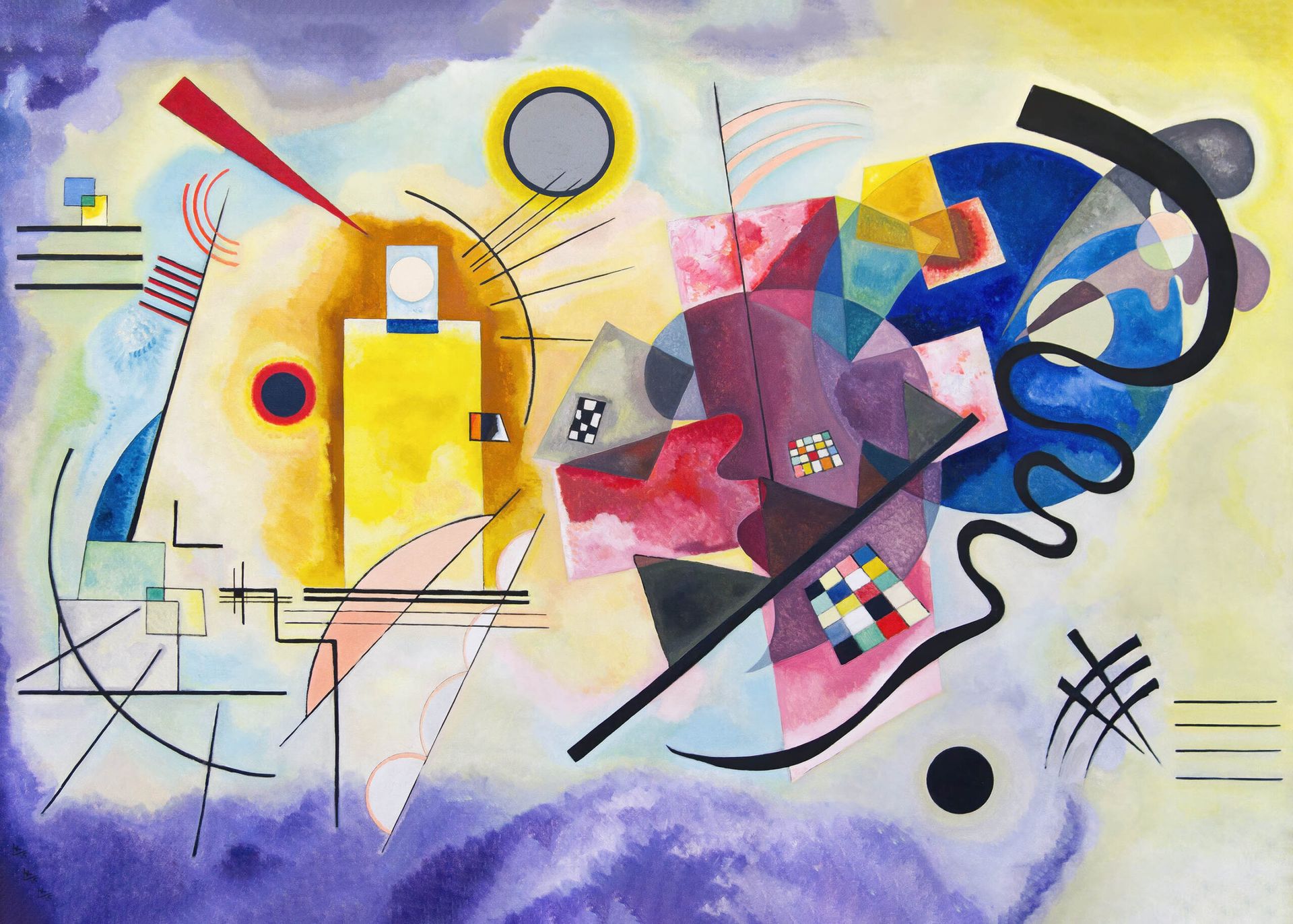 Plakat Kandinsky Żółty-czerwony-niebieski 1925 abstrakcja