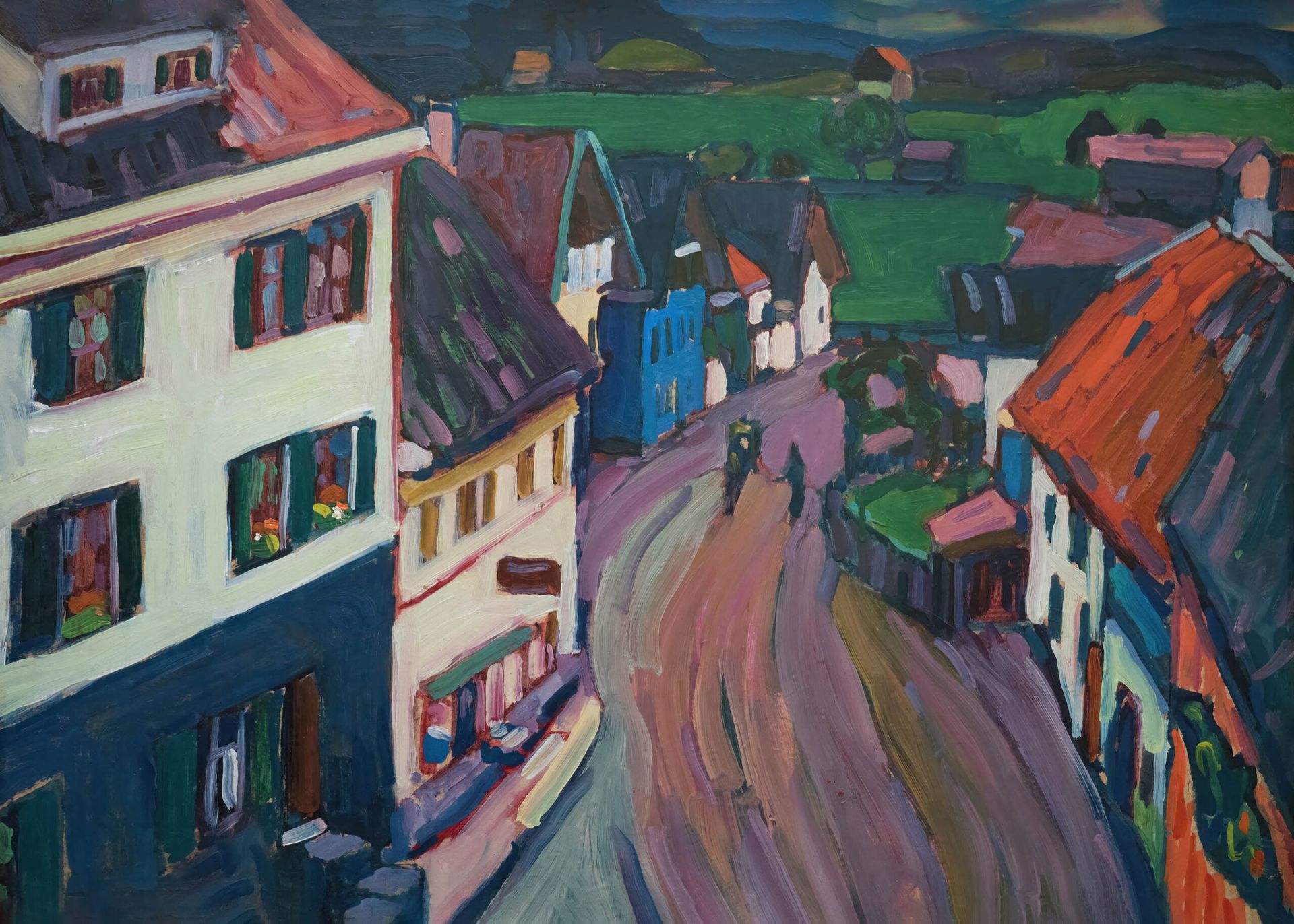 Plakat Kandinsky Widok z okna Griesbräu ekspresjonistyczny widok miasteczka