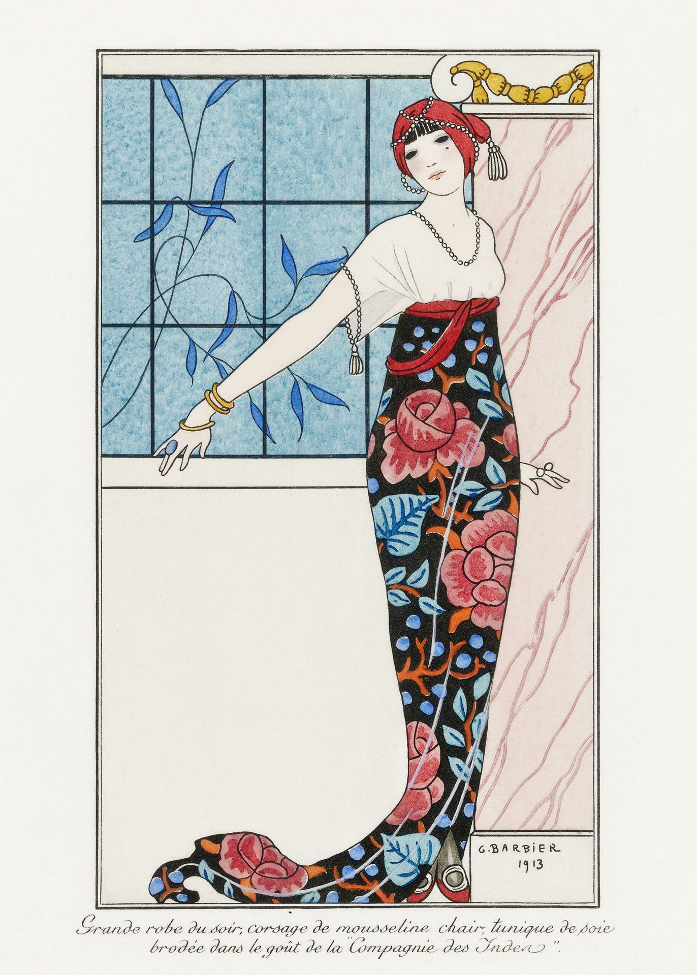Plakat Art Deco elegancka dama George Barbier 1913