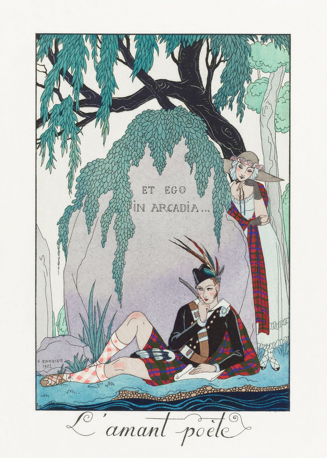 Plakat L'amant Poète Et ego in Arcadia George Barbier art déco