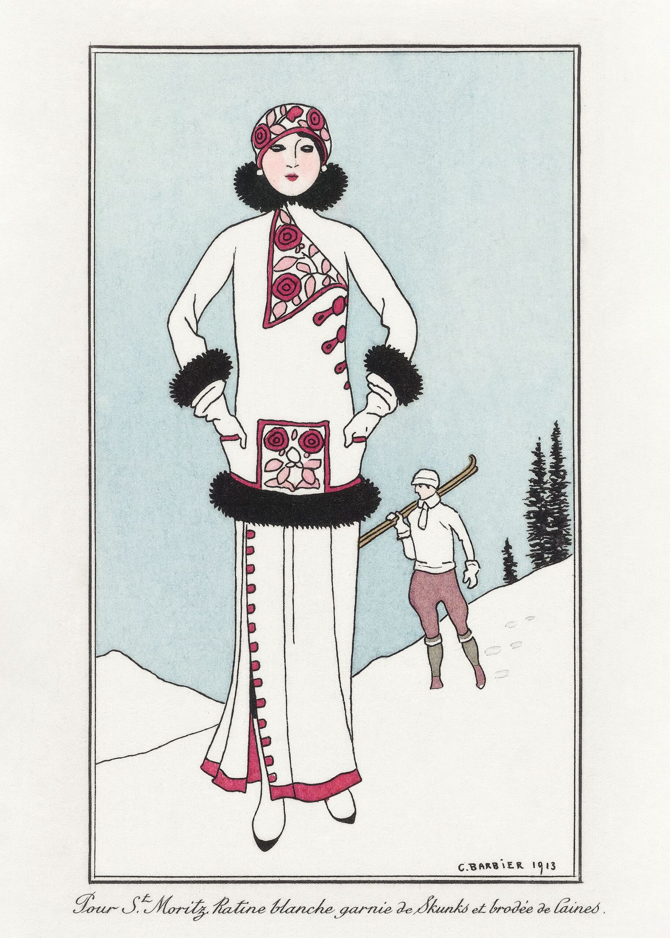 Plakat Art Deco George Barbier zimowa elegantka 1913