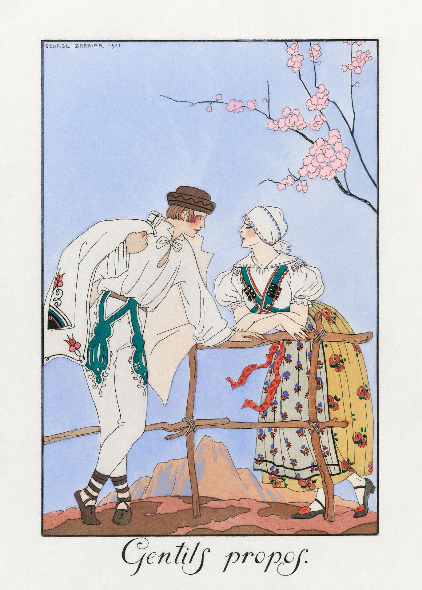 Plakat Miłe słowa Gentils propos górale George Barbier art déco 1921