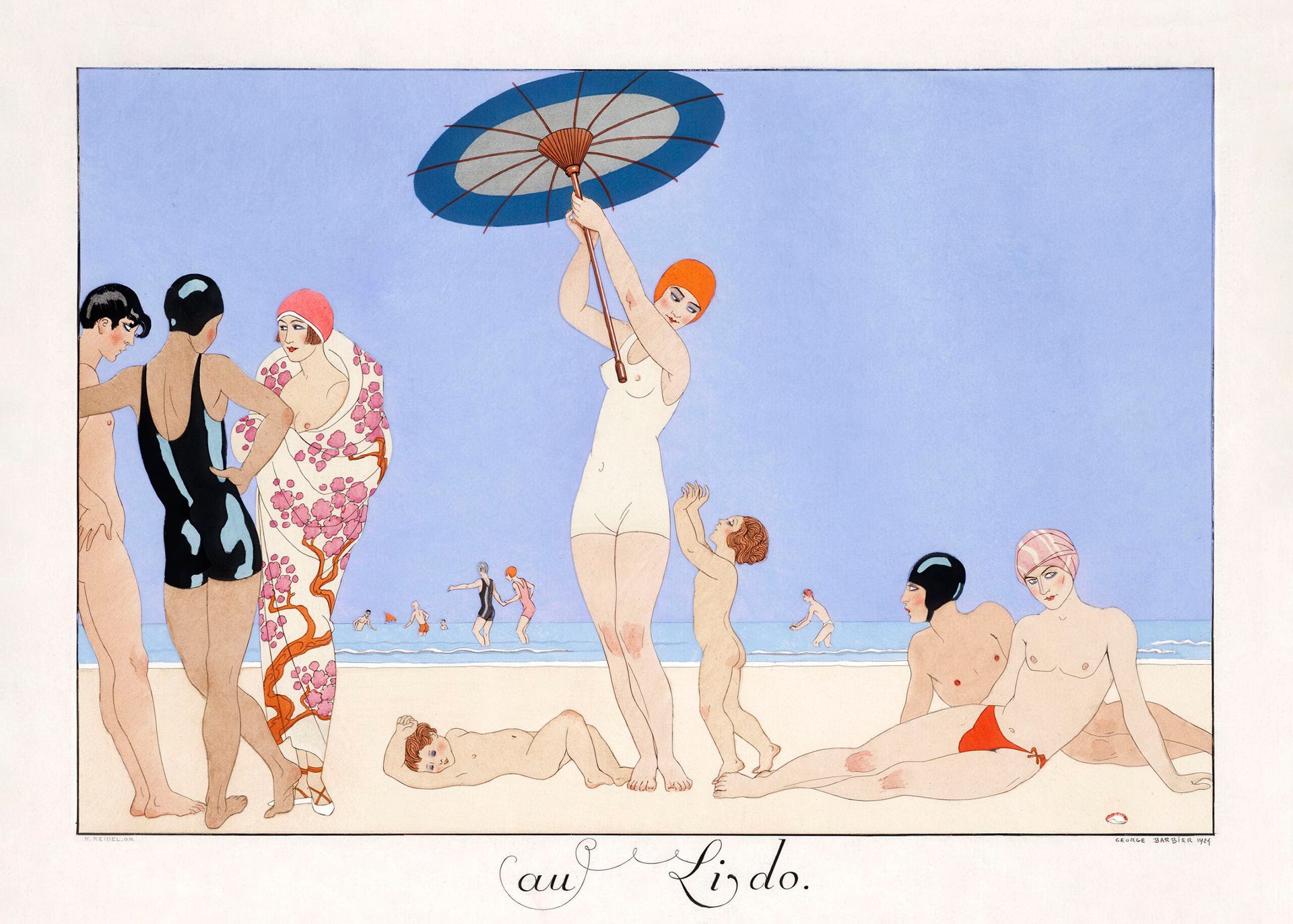 Plakat au Lido plaża Art Deco George Barbier 1919