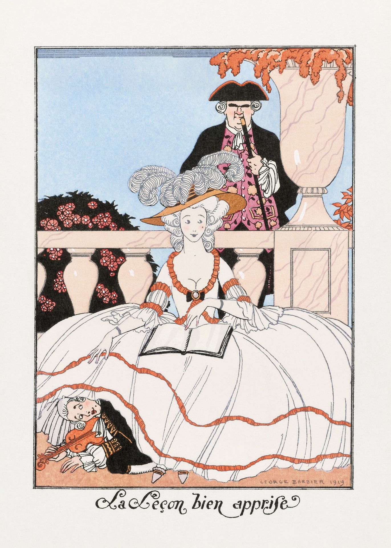 Plakat humorystyczny La Leçon bien apprise George Barbier Art Deco