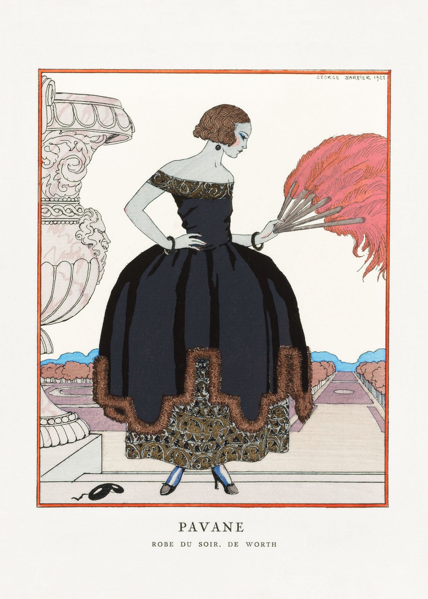 Plakat Pavane Kobieta z wachlarzem George Barbier 1921 art deco