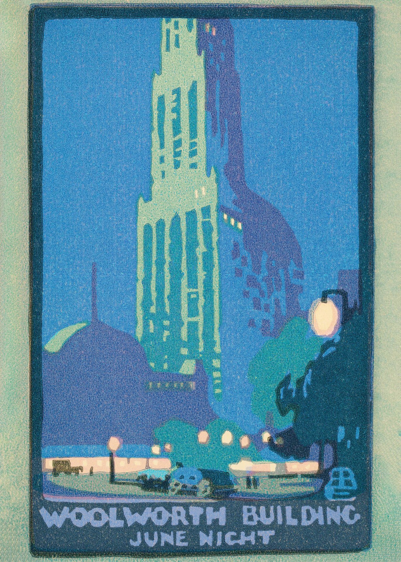 Plakat Woolworth Building nocą Nowy Jork art deco vintage