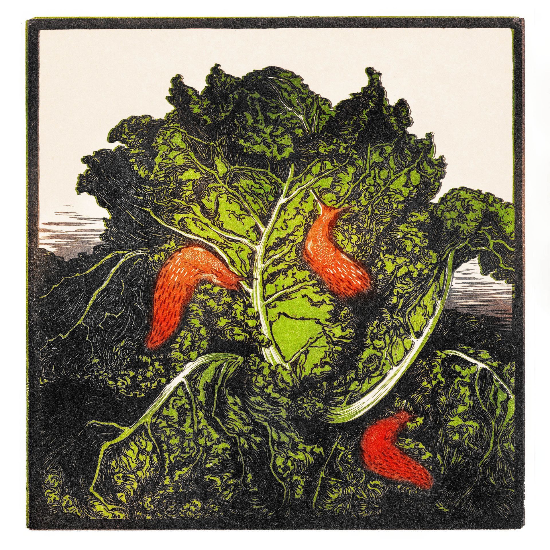 Plakat kapusta i ślimaki Julie de Graag Art Nouveau vintage