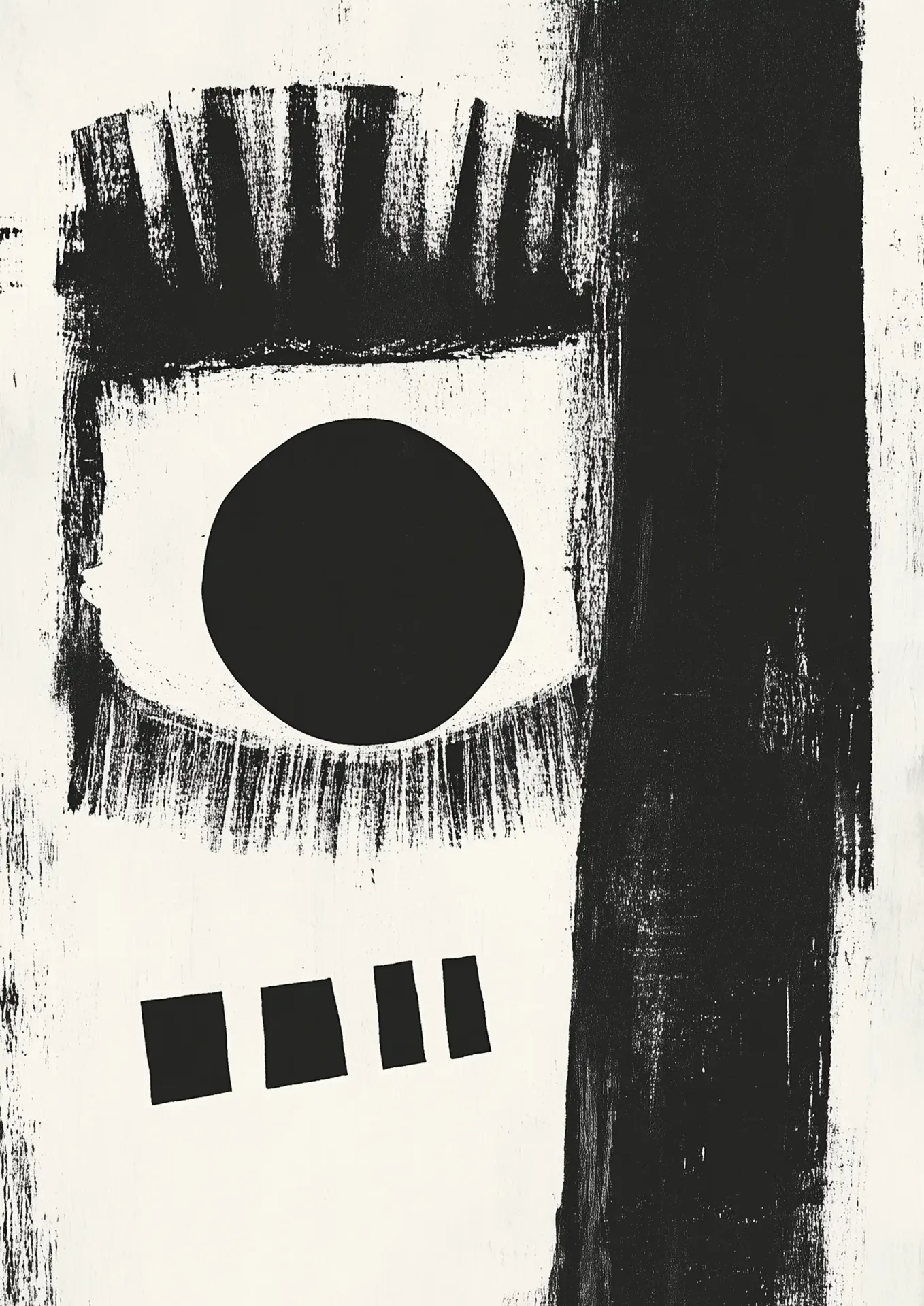 Plakat abstrakcyjne czarne oko w białym tle