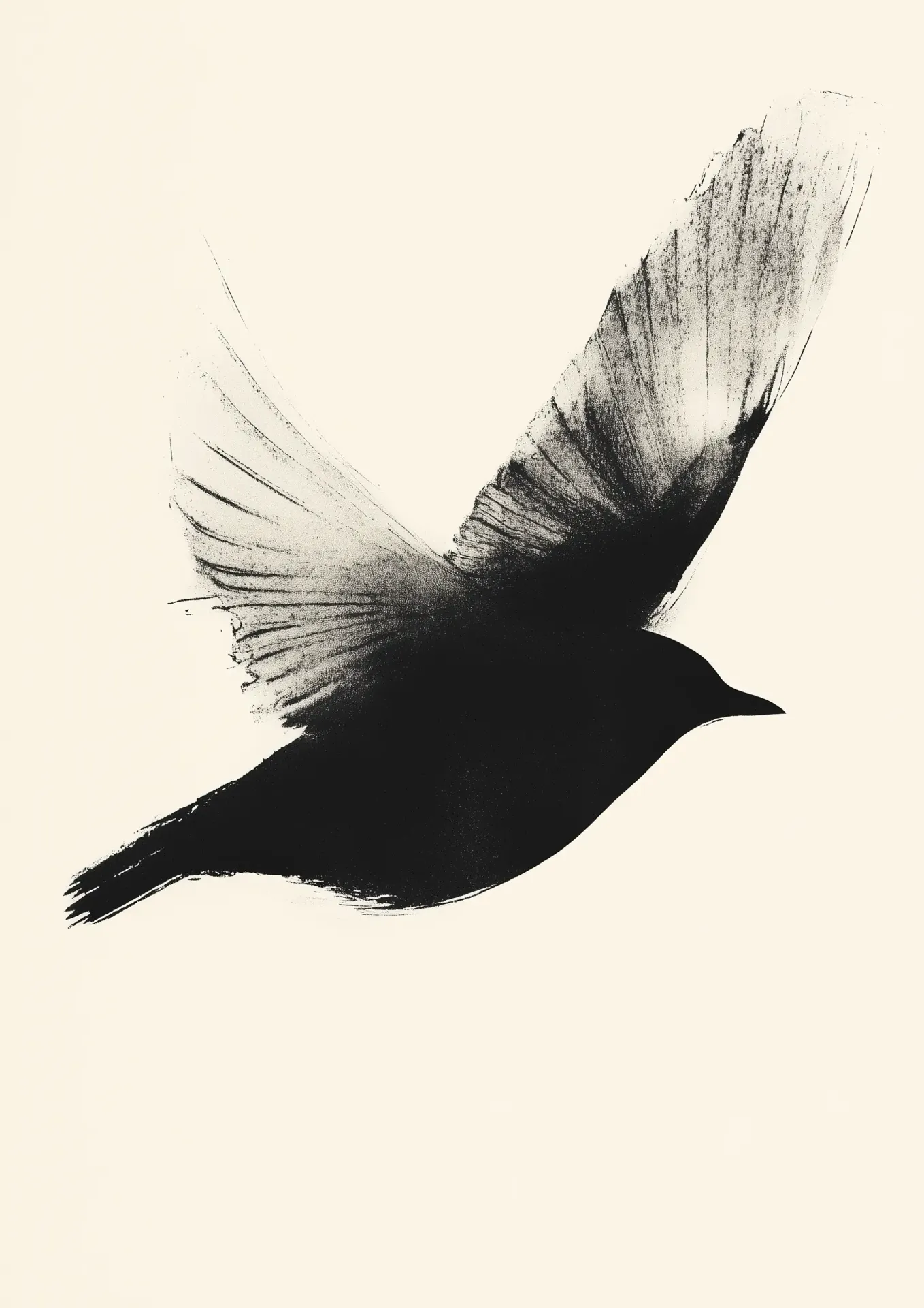 Plakat Czarno-biały szkic lecącego ptaka