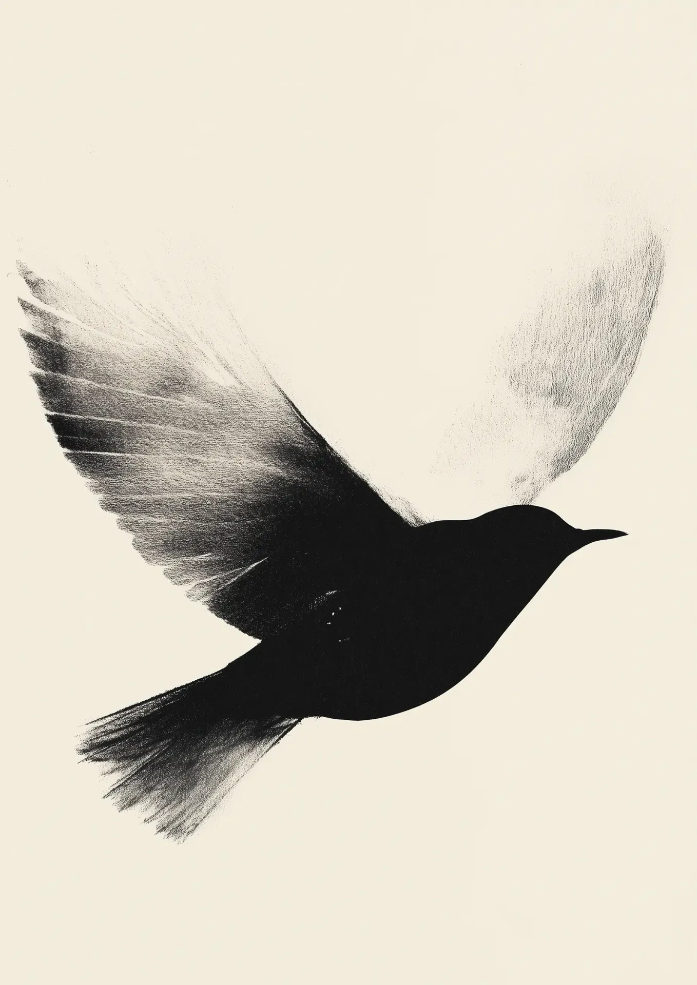 Plakat abstrakcyjny lecący ptak z rozpostartymi skrzydłami