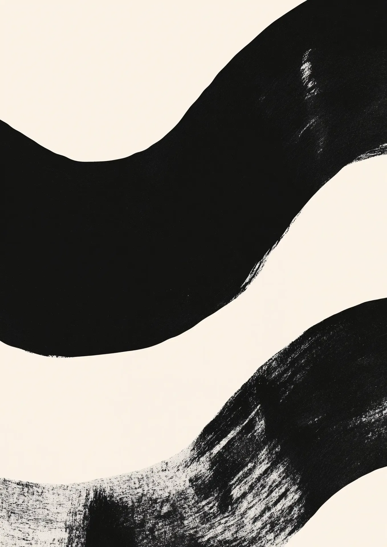 Plakat do salonu Abstrakcyjne czarne smugi na kremowym tle