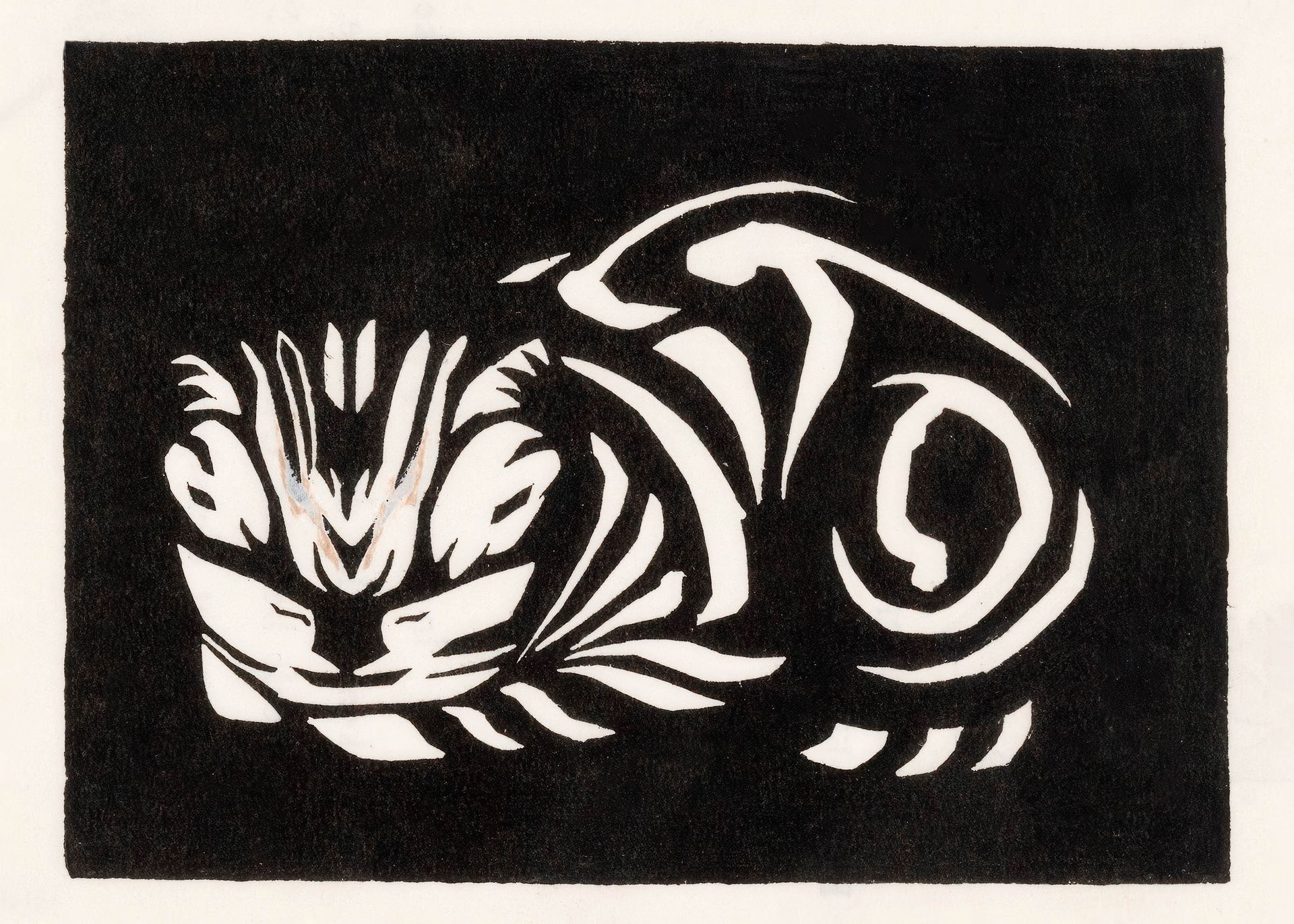 Plakat śpiący kot Julie de Graag czarno-biały vintage