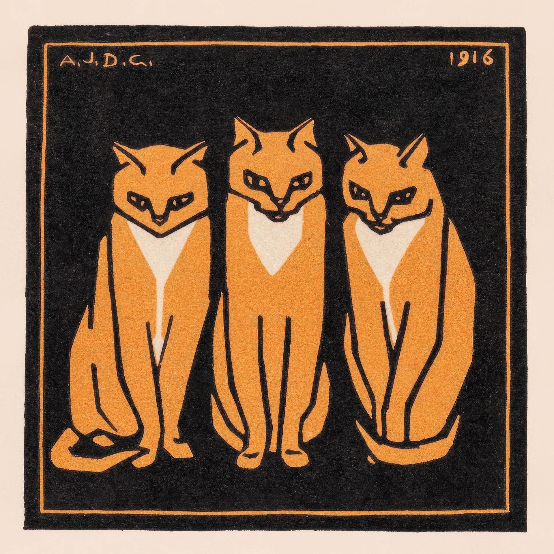 Plakat trzy rude koty Julie de Graag 1916 vintage
