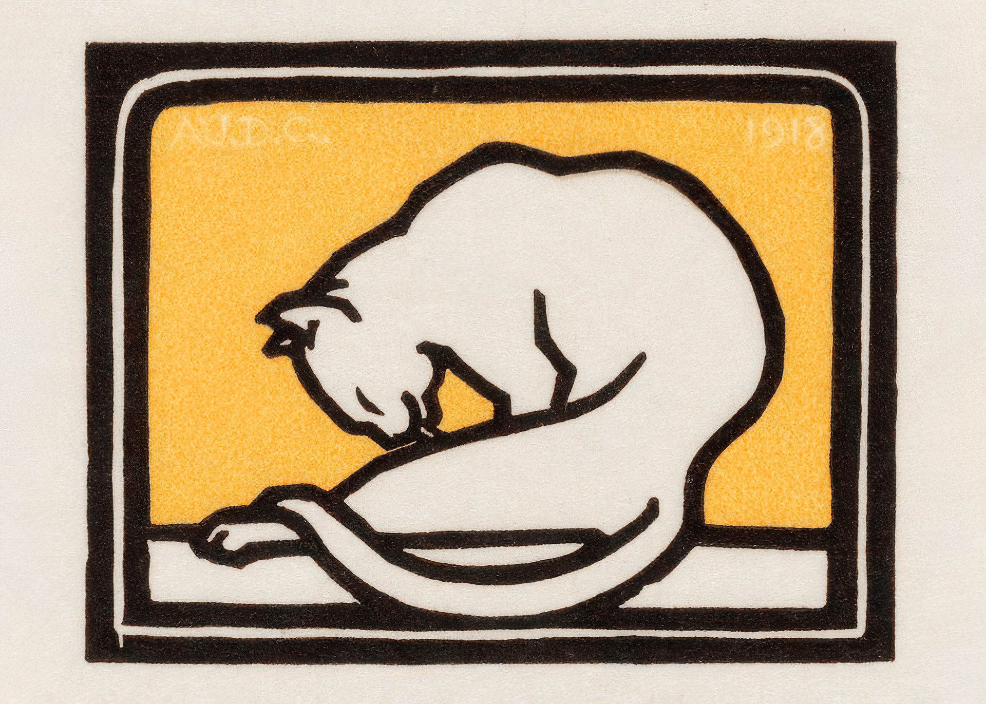 Plakat Kot liżący łapę Julie de Graag minimalistyczny