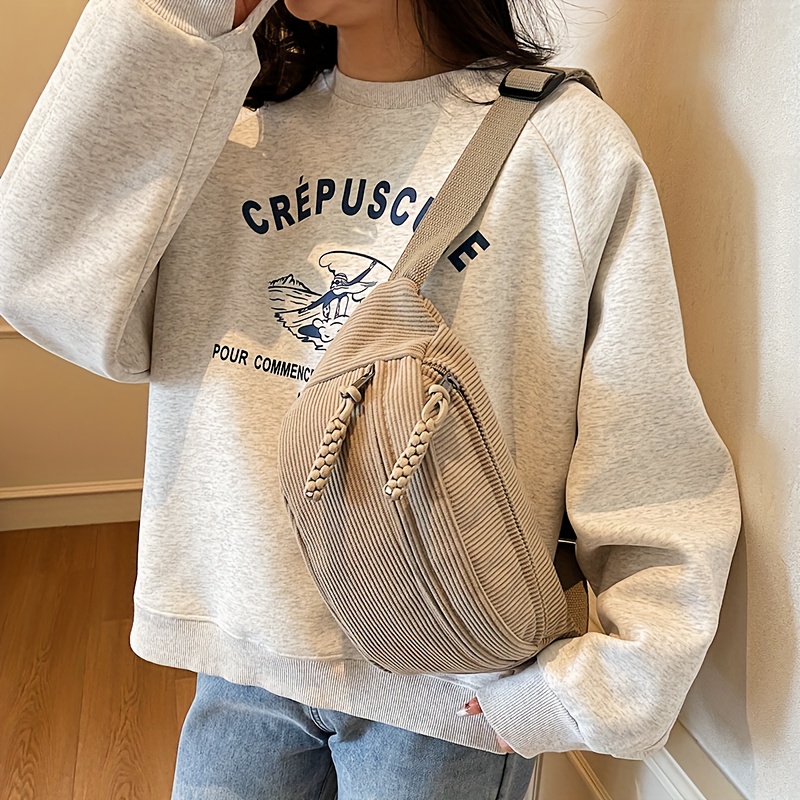 TEMU Regulowany pasek na ramię, torba crossbody Modna, jednolita kolorystyka, zapięcie na zamek błyskawiczny, podszewka, idealna do codziennych