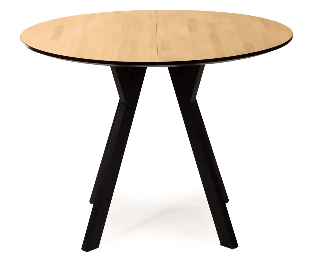 Okrągły stół rozkładany z czarnymi nogami C7-E51