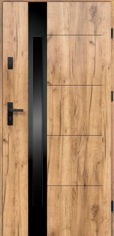 Drzwi zewnętrzne stalowe wejściowe Ariadna Black Passive grandsom 90 prawa