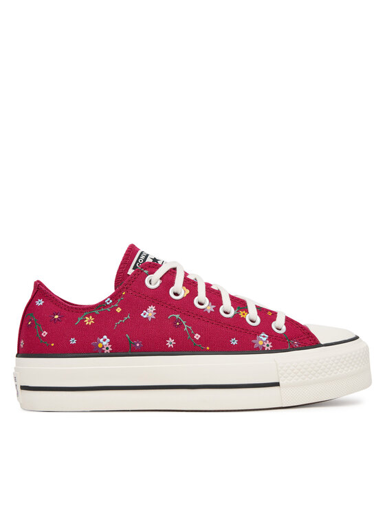Converse Trampki Chuck Taylor All Star Lift Platform Embroidered Floral Patchwork A15535C Bordowy