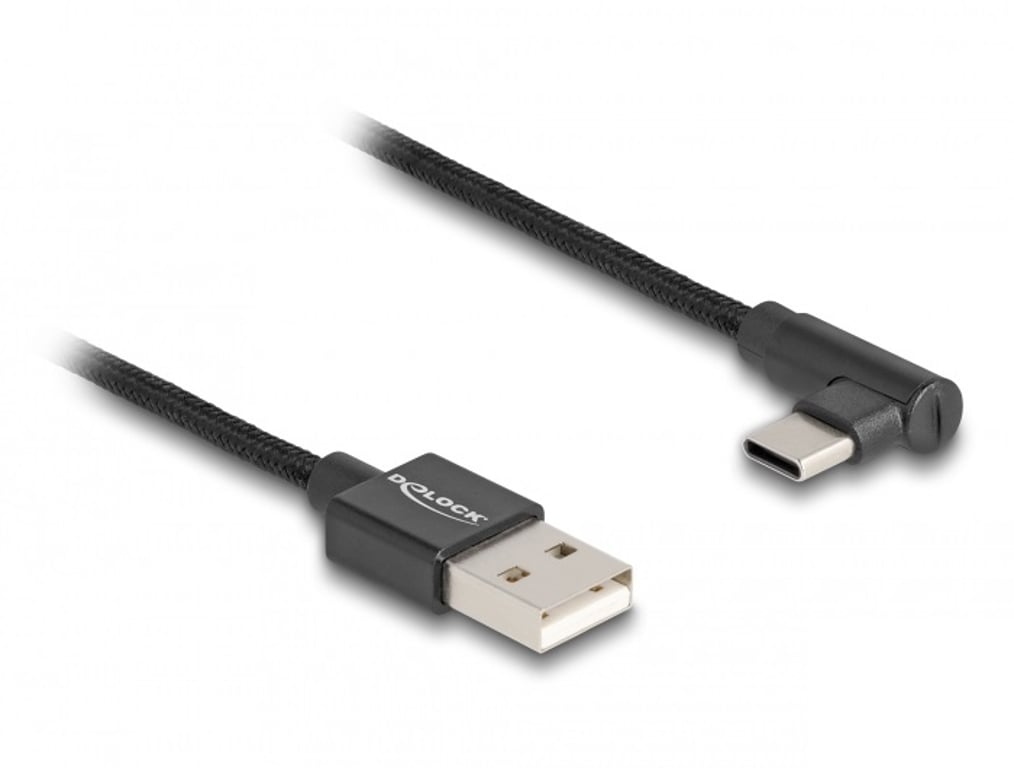 DeLOCK Przewód USB 2.0 Typu-A, wtyk męski do USB Type-C, wtyk męski, kątowy, 0,5 m, czarny 80029