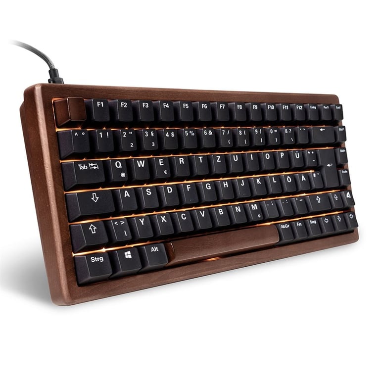 Sharkoon 100068081 klawiatura Dom USB QWERTZ Niemiecki Czarny, Drewno