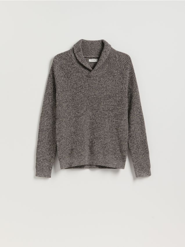 Reserved - Sweter z dekoltem V - ciemnoszary