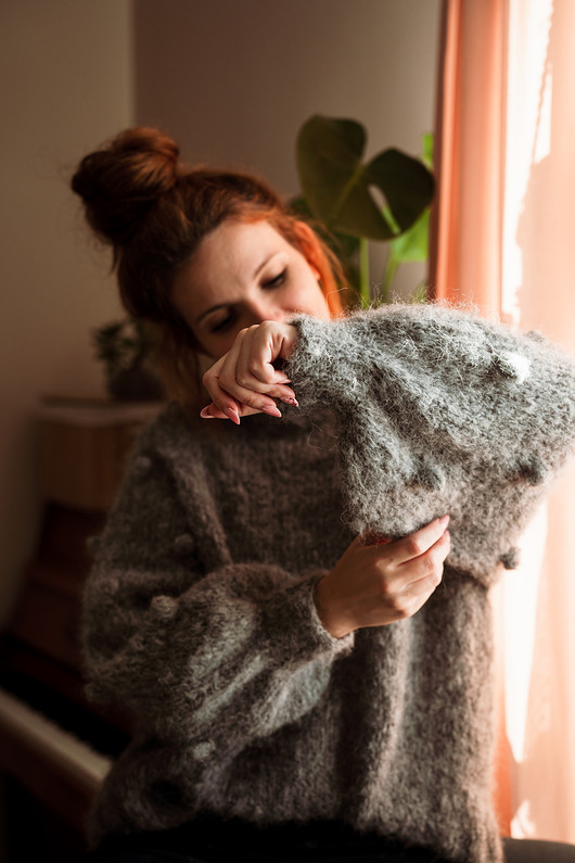 Sweter w bąble, ciepły sweter na jesień, wełniany sweter