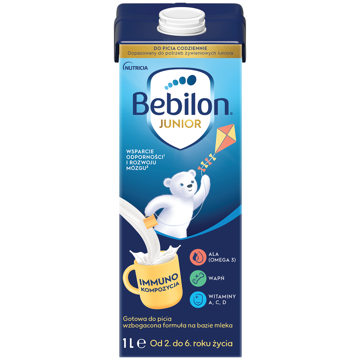 Bebilon Junior do picia, wzbogacona formuła na bazie mleka dla dzieci 2-6 lat, 1 l