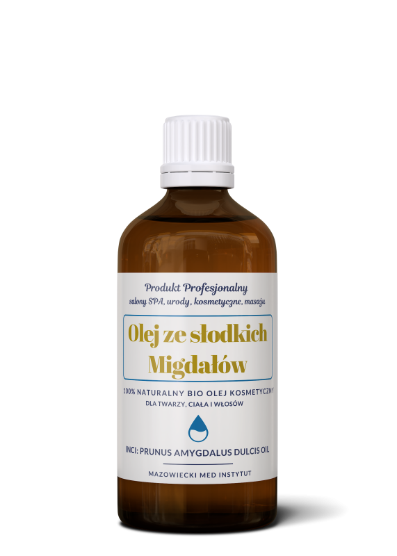 Olej ze SŁODKICH MIGDAŁÓW - produkt profesjonalny 100% naturalny dla skóry, twarzy i włosów