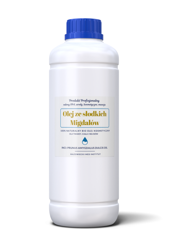BIO Olej ze SŁODKICH MIGDAŁÓW - produkt profesjonalny 100% naturalny dla skóry, twarzy i włosów - 1 litr