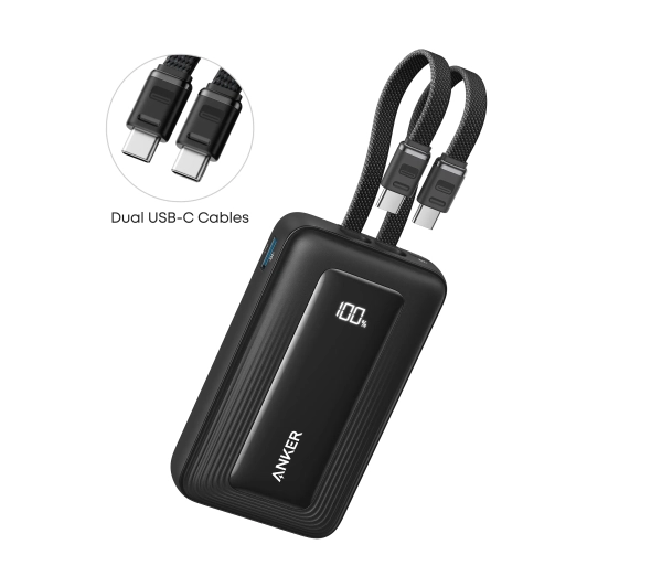 Anker Zolo (A1680H12 10000mAh 30W wbudowany 2x kabel USB-C Czarny