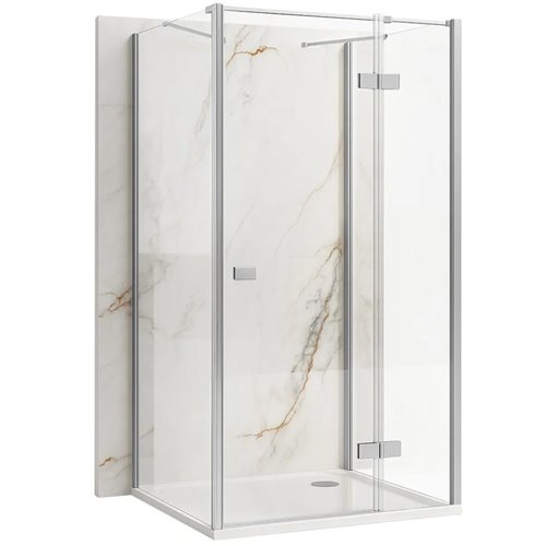 Rea Prostokątna kabina prysznicowa przyścienna prawa 80x100x100 Atlas Chrom