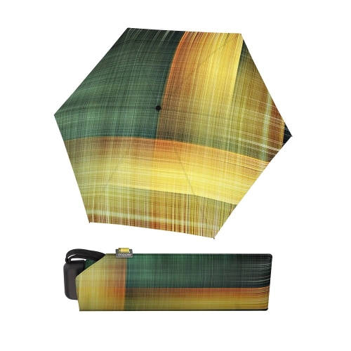 Parasol damski Doppler Carbonsteel Mini Slim Check Gold manualny składany geometryczny wzór