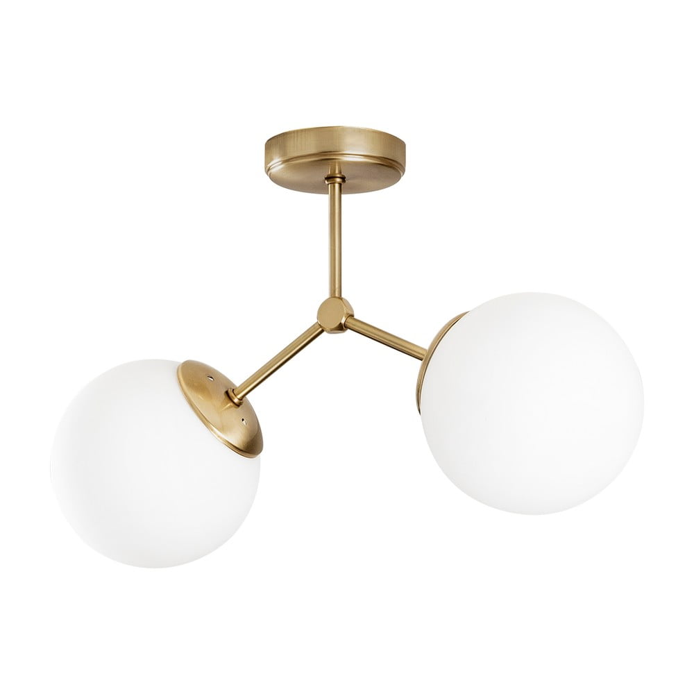 Biała lampa sufitowa z detalami w kolorze złota Opviq lights Damar