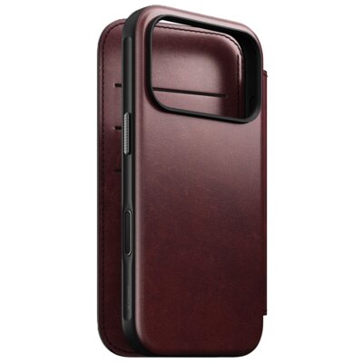 Etui NOMAD Modern Leather Folio Horween do Apple iPhone 17 Pro Bordowy
