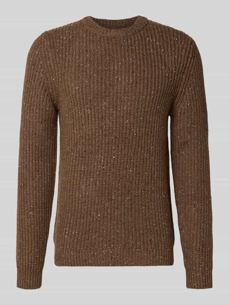 Sweter z dzianiny z mieszanki wełny z okrągłym dekoltem