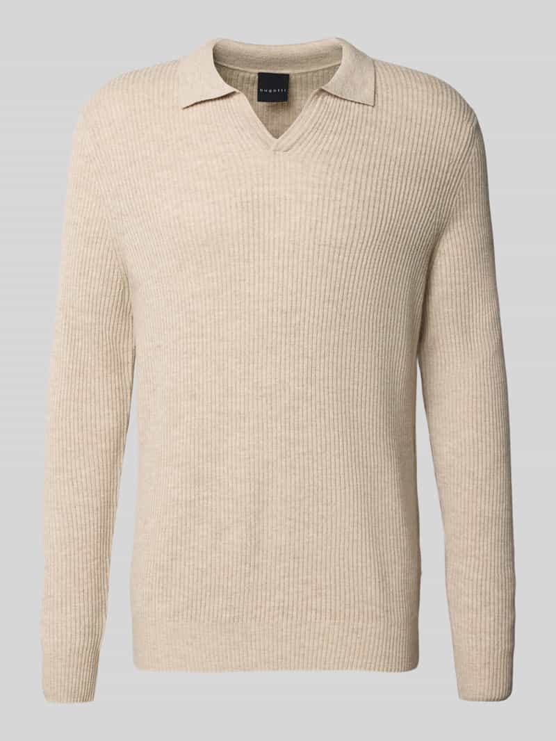 Sweter z dzianiny z kołnierzykiem polo