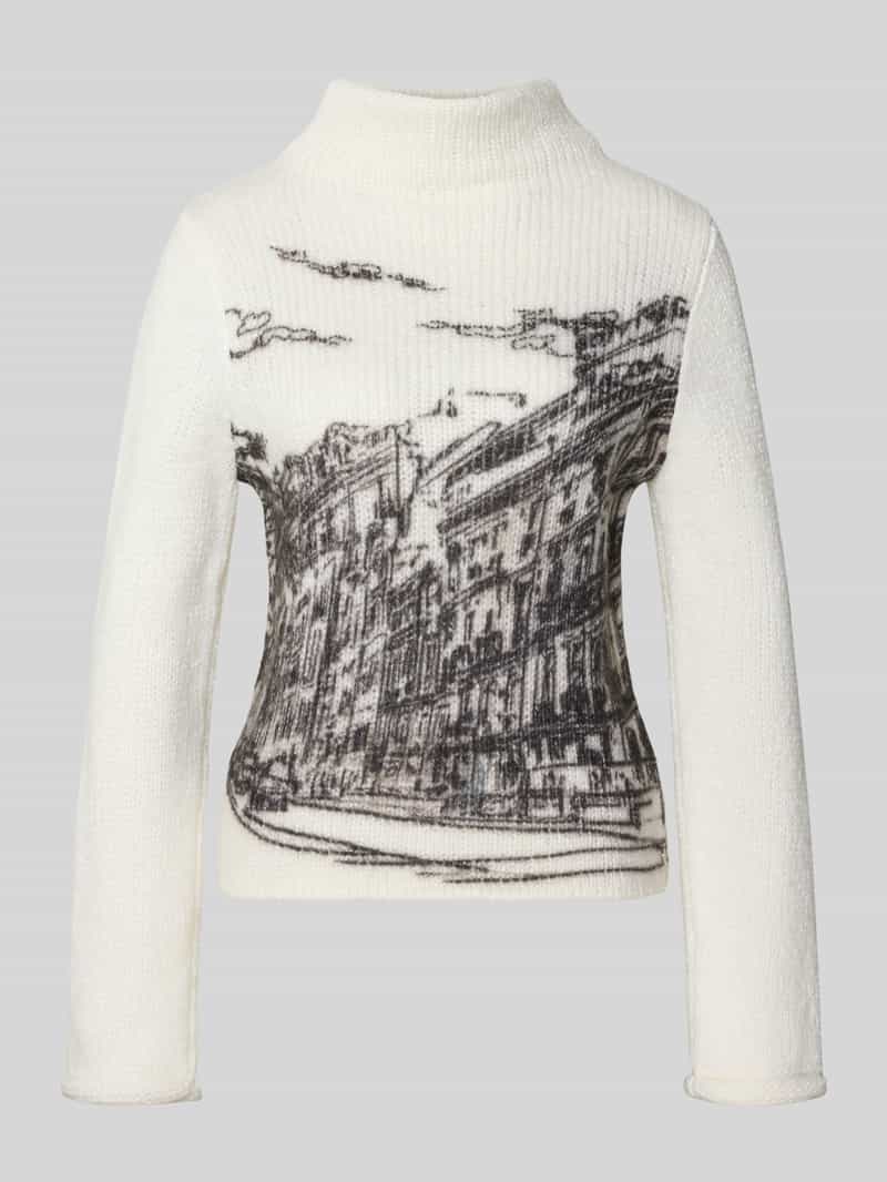 Sweter z dzianiny ze stójką