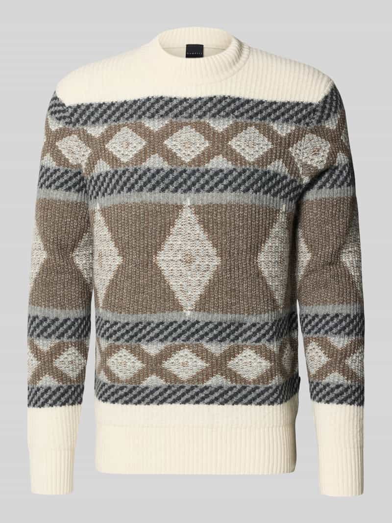 Sweter z dzianiny z prążkowanymi wykończeniami