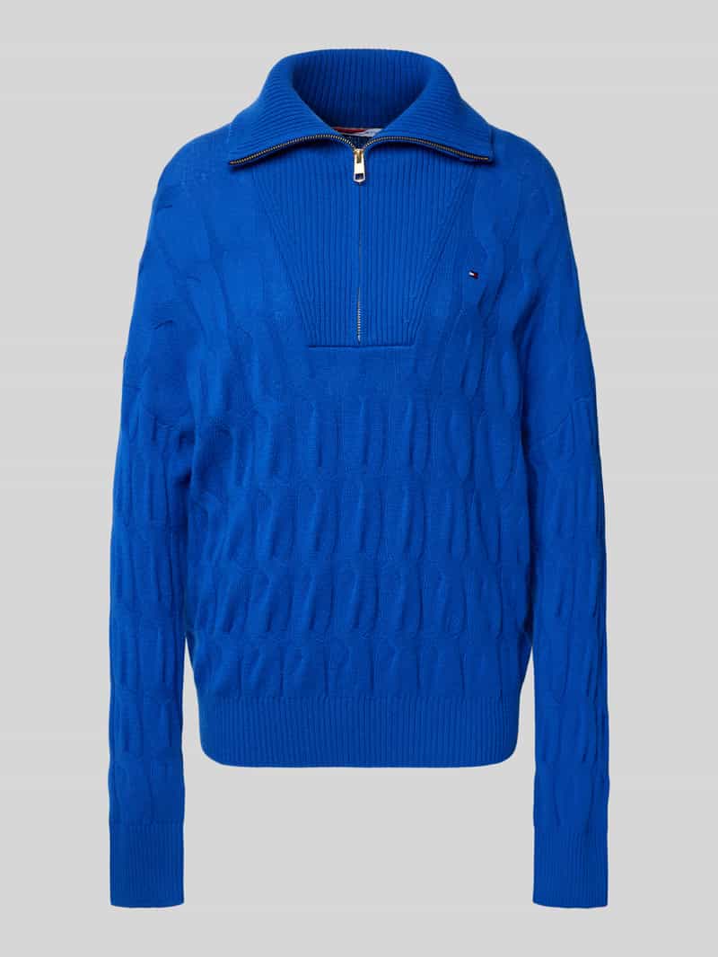 Sweter z dzianiny o kroju relaxed fit z czystej wełny ze ściegiem warkoczowym