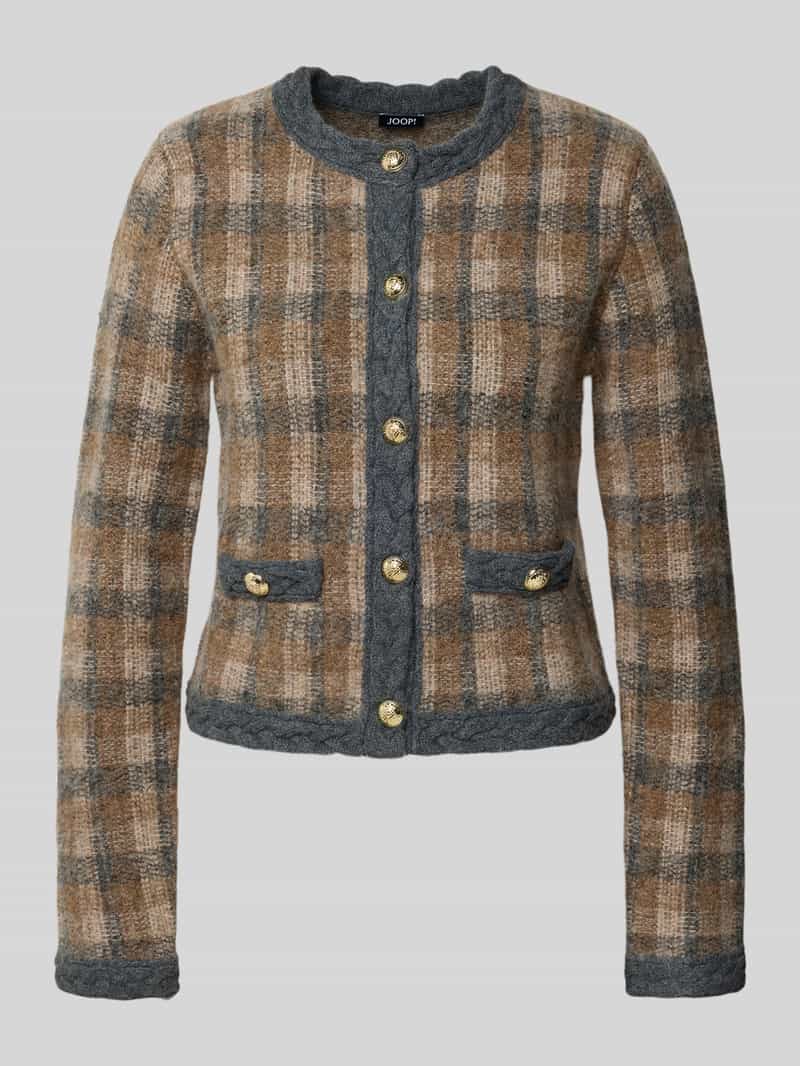 Kurtka z dzianiny z mieszanki wełny z alpaki z okrągłym dekoltem model ‘KEA’