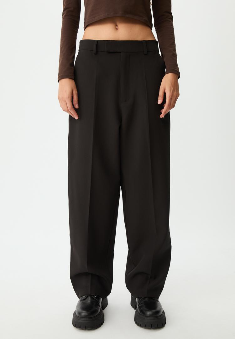 Stradivarius Pantalón baggy vestir Czarny 36