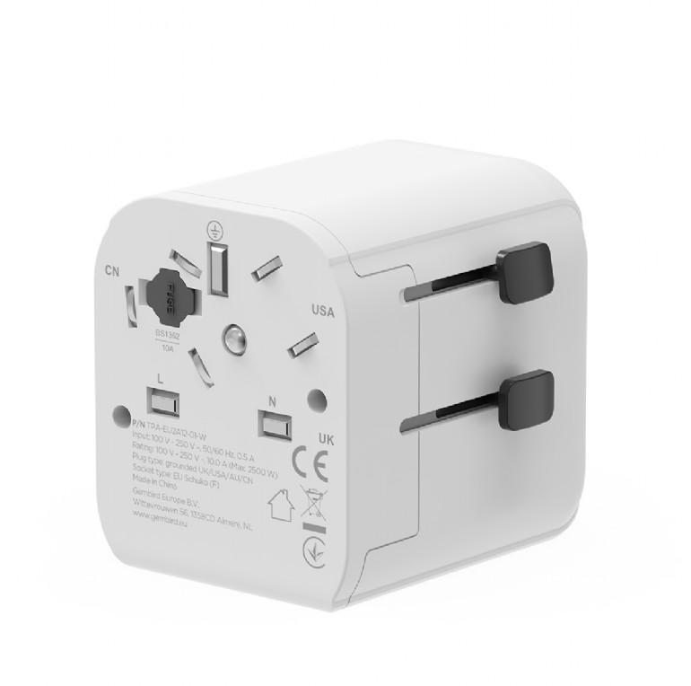 GEMBIRD Uniwersalny adapter podróżny EU 12W biały