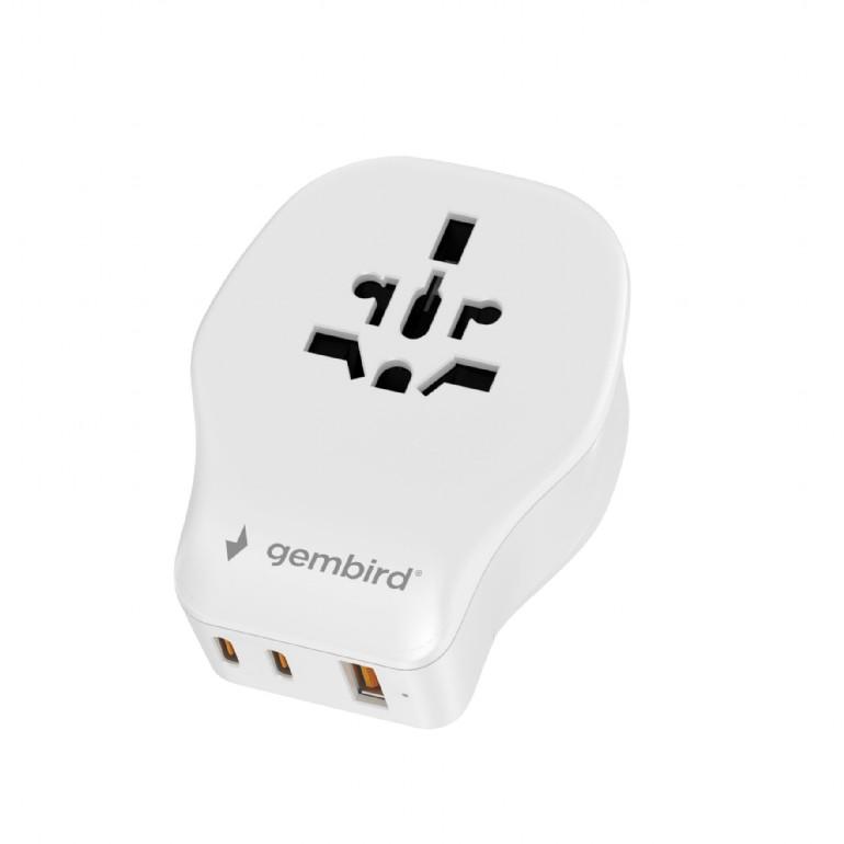 GEMBIRD Uniwersalny adapter podróżny 20W biały