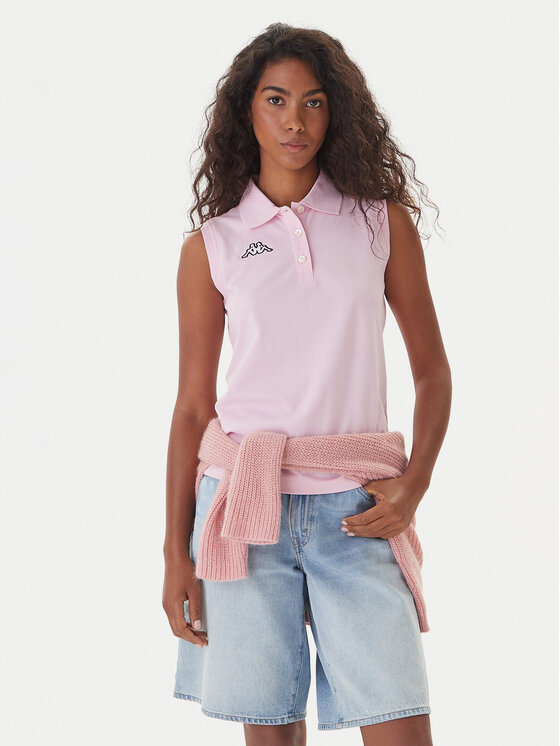 Kappa Polo Logo Tennis 302LR20 Różowy Slim Fit